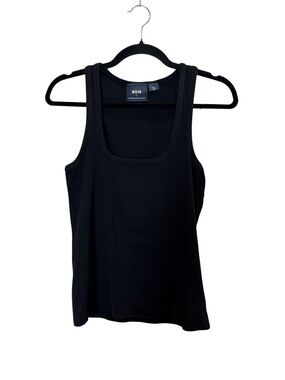 Maeve Women’s Black Ribbed Cotton Blend Scoop Neck Tank Top sz S